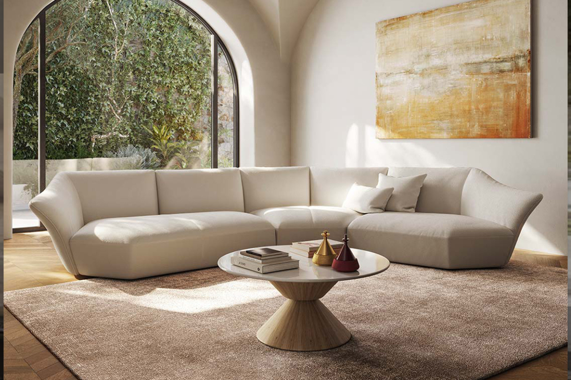 Modern luxe interior design Singapore- Timeless Corner Sofa by Natuzzi